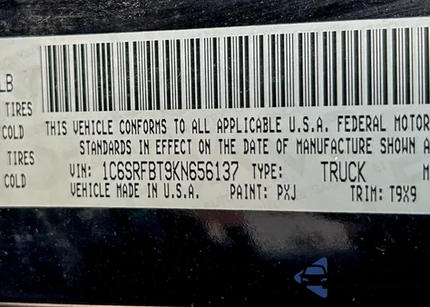 2019 Ram 1500 Big Horn/Lone Star from USA, damaged, VIN 1C6SRFBT9KN656137